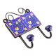 Navy Blue Forest Green Leaf Floral Ceramic Tiles Hooks